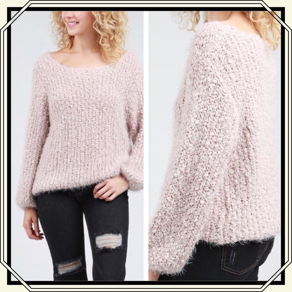 Mauve Fuzzy Loose Fit Pullover Sweater